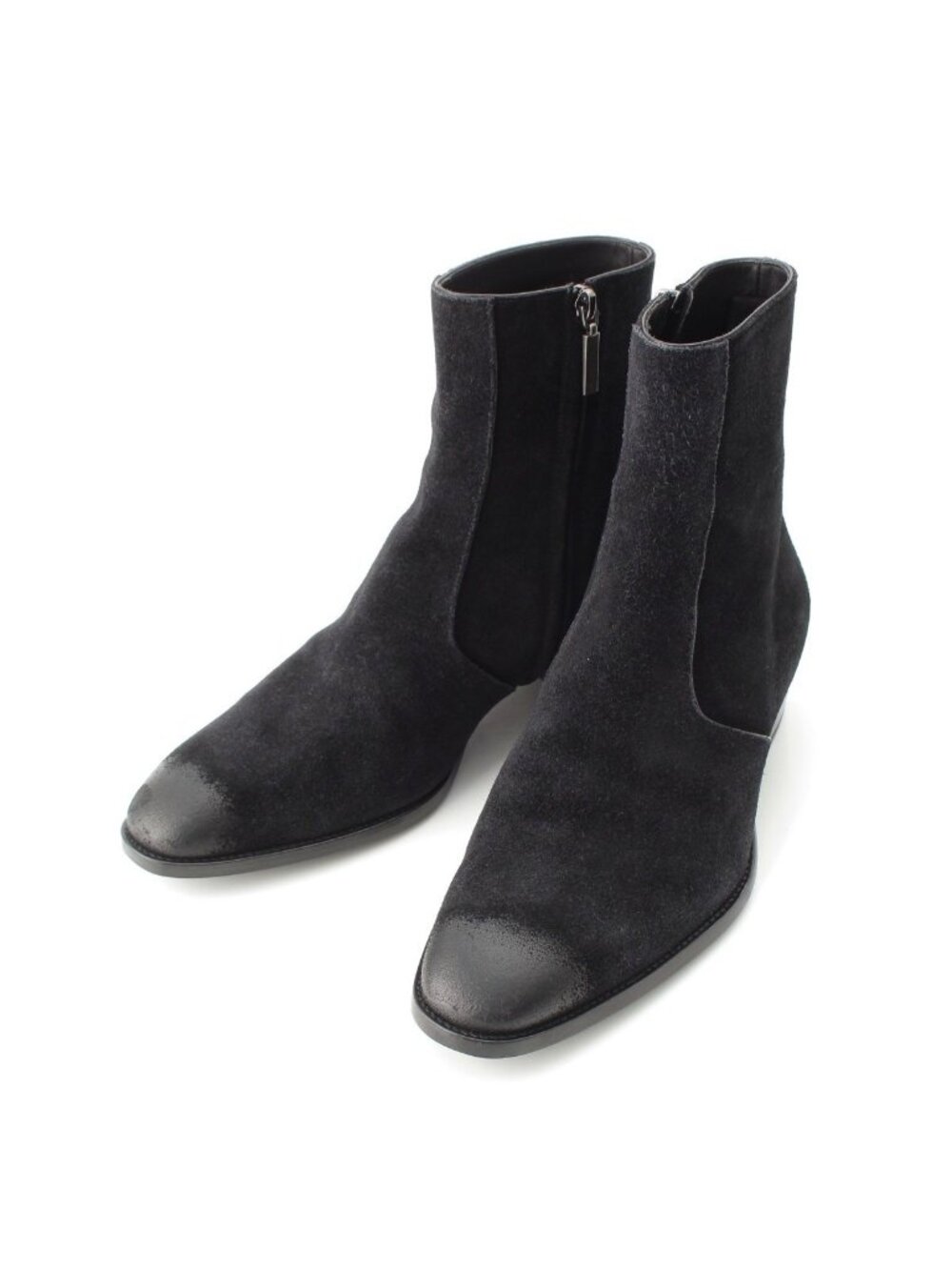 Saint Laurent Suede Design Short Boots Shoes Black